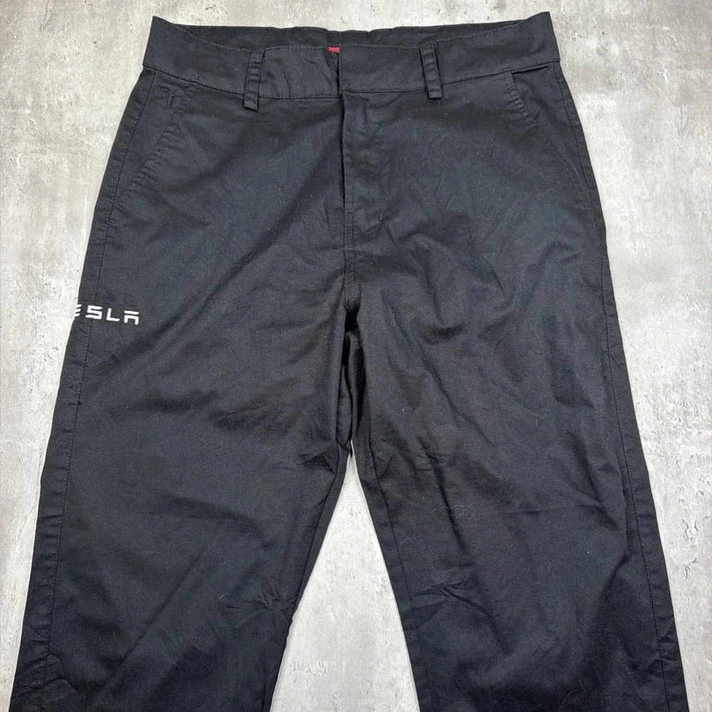 Tesla Motors Work Pants Men 34x30 Black Straight Leg Uniform Chino Straight Leg